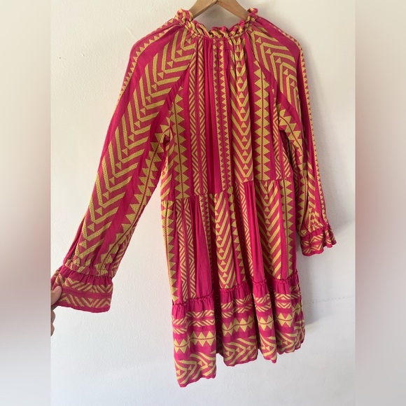 Maeve Dominique Pink &‎ Yellow Embroidered Long Sleeve Tunic Dress Size XS - Picture 11 of 15